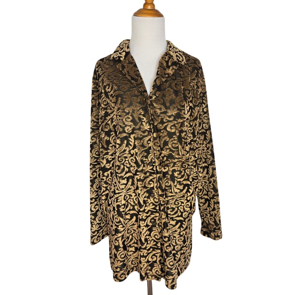 Vintage Diane von Furstenberg 90s Burnout Velvet Top Goblincore Women Large